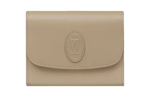 CARTIER Cow Leather Wallet Mini Women's Taupe