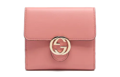 GUCCI Leather Card Holder, Wallet, Card Holder, Wallet Women's Pink