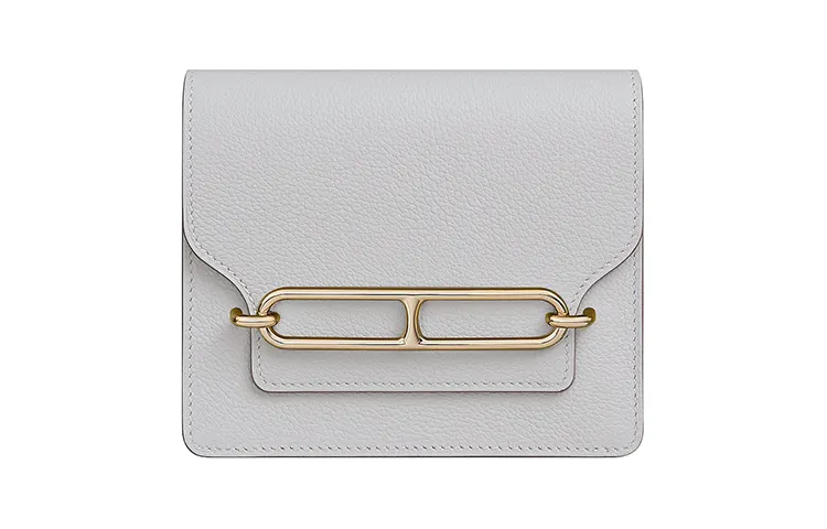 HERMES Cow Leather Pig Nose Coin Purse, Card Holder, Fanny Pack Mini Women's Pearl Gray