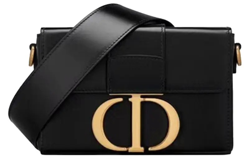 DIOR 30 Montaigne Collection Flap Closure Cow Leather Box Bag, Shoulder Bag, Crossbody Bag Women's Black