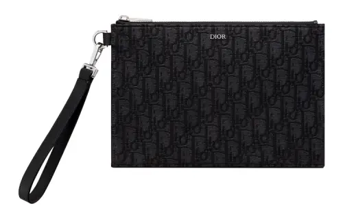 DIOR Cow Leather Clutch Men's Black