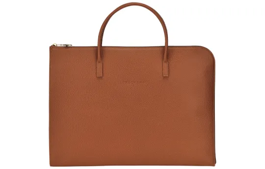 LONGCHAMP Le Foulonné Cow Leather Briefcase Small Unisex Brown