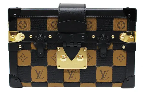 LOUIS VUITTON PETITE MALLE Coated Canvas Shoulder Bag Women's Black/Brown