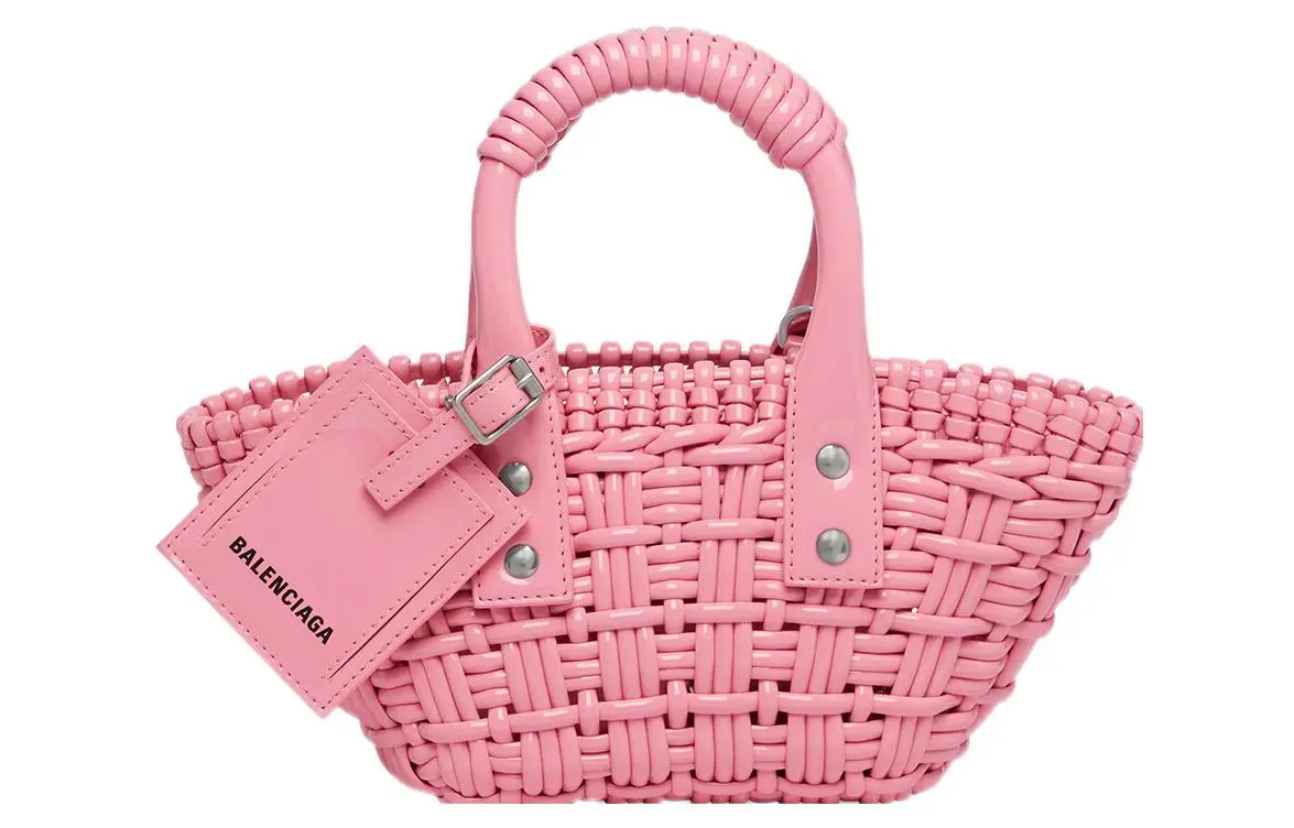 Balenciaga Polyurethane Basket Handbag Mini Women's Pink