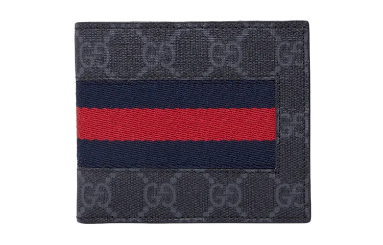 GUCCI GG Supreme Canvas With Leather Wallet Mini Men's Black Gray
