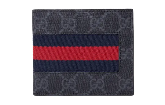 GUCCI GG Supreme Canvas With Leather Wallet Mini Men's Black Gray