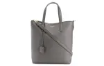 SAINT LAURENT Soft Leather Tote Shoulder Bag, Crossbody Bag, Handbag Women's Gray