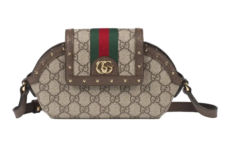 GUCCI Ophidia Canvas With Leather Headphone Protective Cover Shoulder Bag, Crossbody Bag Small Unisex Ebony/Brown