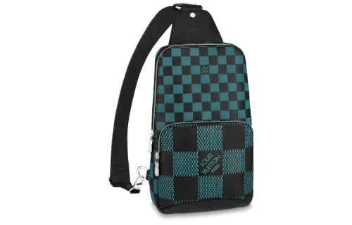 LOUIS VUITTON Avenue Zip Closure Cow Leather Shoulder Bag, Sling Bag Men's Dark Blue & Black