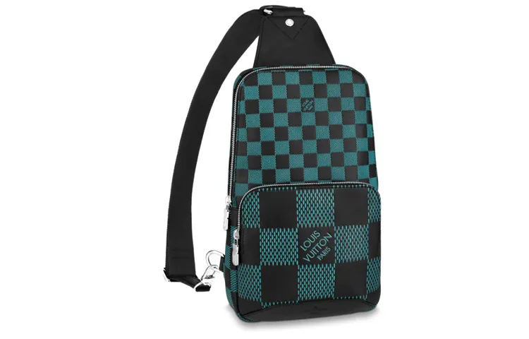 LOUIS VUITTON Avenue Zip Closure Cow Leather Shoulder Bag, Sling Bag Men's Dark Blue & Black