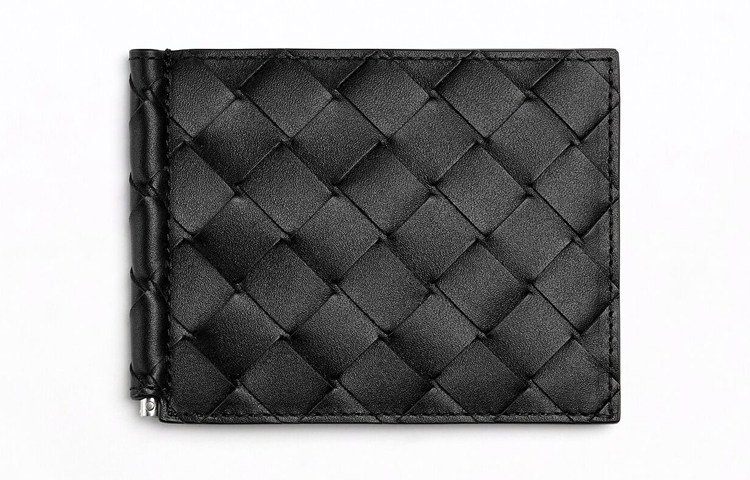 Bottega Veneta Cow Leather Metal Clip Wallet Regular Men's Black
