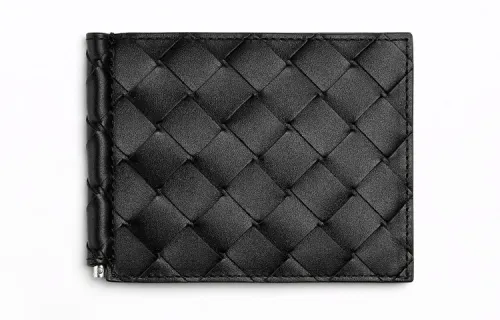Bottega Veneta Cow Leather Metal Clip Wallet Regular Men's Black
