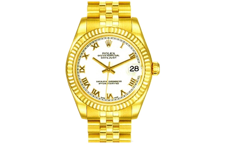ROLEX Oyster Perpetual Automatic Mechanical Movement Women's Watch 31mm White Dial Gold Strap