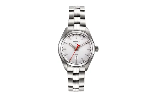 TISSOT PR100 Collection Quartz Movement 100m Waterproof Women's Watch 33mm White Dial Stainless Steel Case