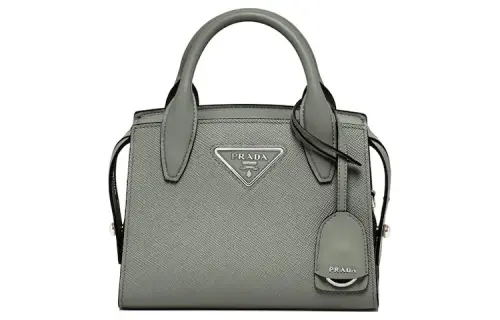 PRADA Saffiano Leather Handbag Small Women's Slate Gray