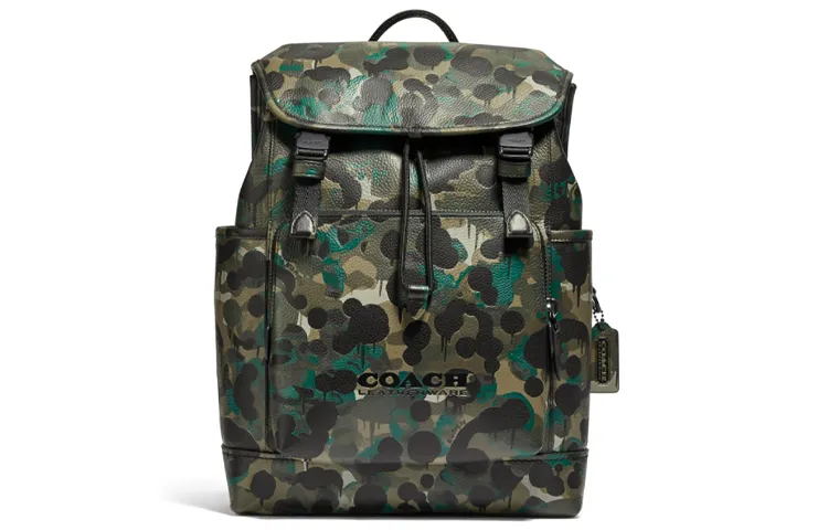 COACH League Pebbled Leather Backpack Backpacks Large Men's Camouflage