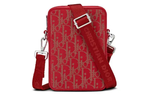 DIOR Cow Leather Messenger Bag, Crossbody Bag, Shoulder Bag Men's Red