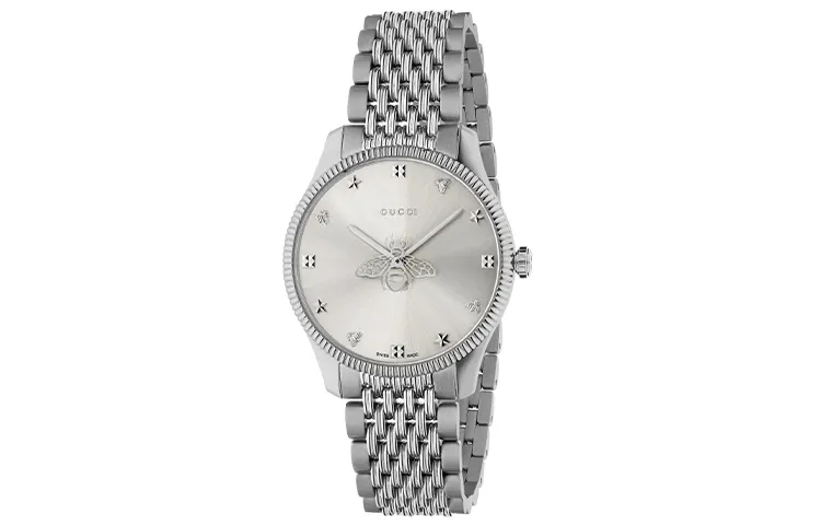 GUCCI G Timeless Collection Wrist Watches Quartz Movement Stainless Steel Watchband White Dial Unisex