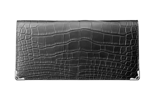 CARTIER Crocodile Leather Wallet Men's Black