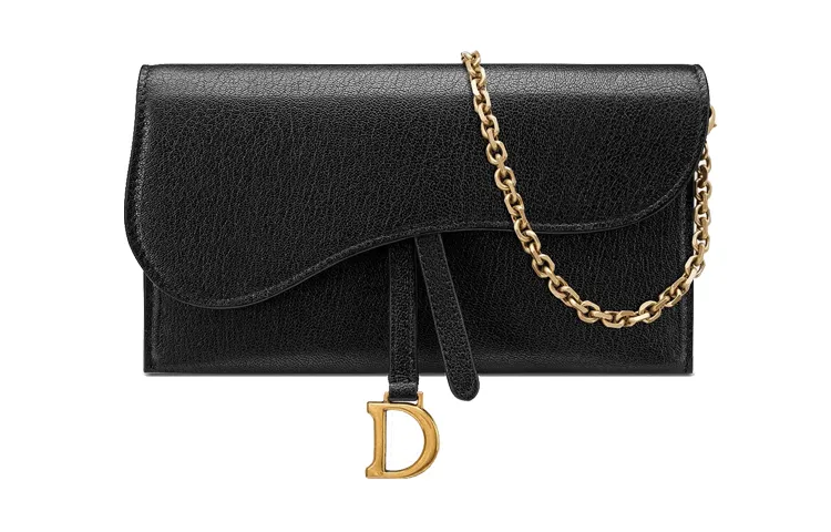 DIOR Saddle Sheepskin Shoulder Bag, Crossbody Bag, Wallet Women's Black