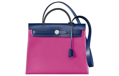 HERMES Herbag Zip H Plume Canvas And Hunter Leather Finish Shoulder Bag, Crossbody Bag, Handbag 31 Unisex