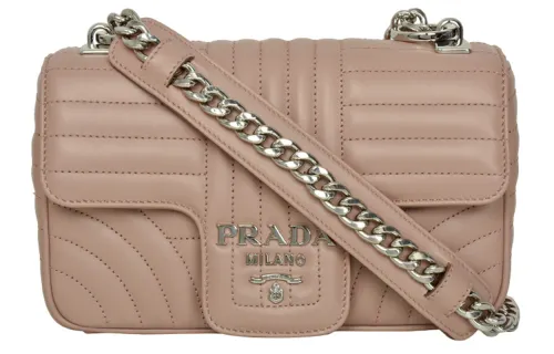 PRADA Leather Shoulder Bag Regular Women's Nude Pink