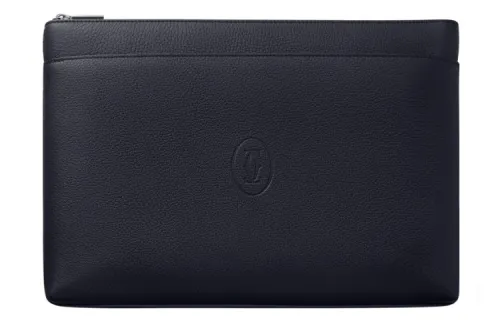 CARTIER Cow Leather Clutch Large Men's Marine Blue