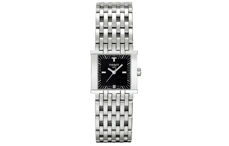 TISSOT Quartz Movement Women's Watch Black Dial Stainless Steel Case Stainless Steel Watchband