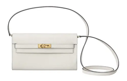 HERMES Kelly To Go Gold tone Lock Epsom Leather Crossbody Wallet Regular Women's 10 Craie Milkshake White