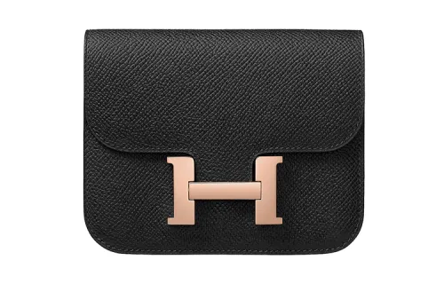 HERMES Constance Slim Rose Gold Buckle Epsom Calfskin Kangkang Bag Wallet Fanny Pack Regular Women's Noir Black