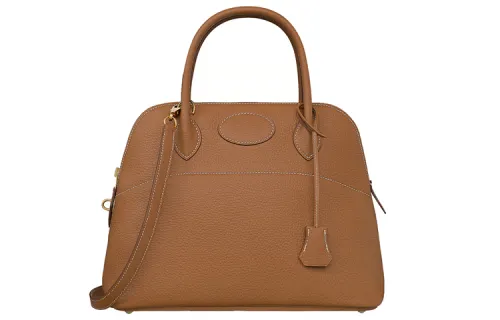 HERMES Bolide Clemence Bullock Leather Bowling Bag, Shoulder Bag, Handbag Regular Unisex 37 Gold