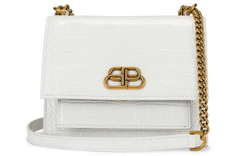 Balenciaga Cow Leather Chain Shoulder Bag, Crossbody Bag Women's White
