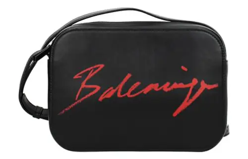 Balenciaga Leather Shoulder Bag Women's Black & Red