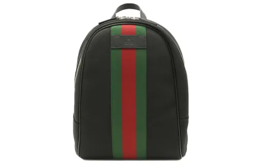 GUCCI Canvas With Leather Backpack Men's Black