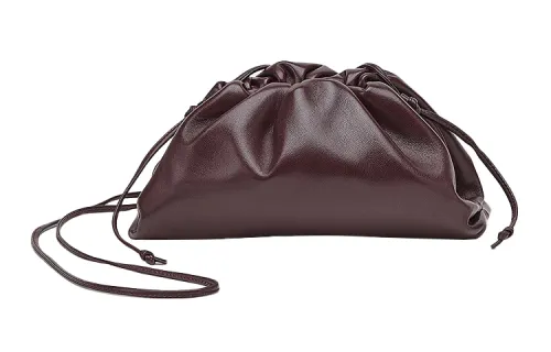 Bottega Veneta POUCH Cloud Bag Cow Leather Clutch Handbag, Shoulder Bag, Crossbody Bag Mini Women's Dark Grape
