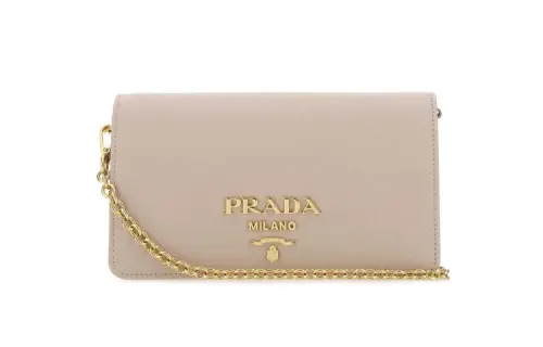 PRADA Saffiano Logo Label Shoulder Bag Women's Khaki