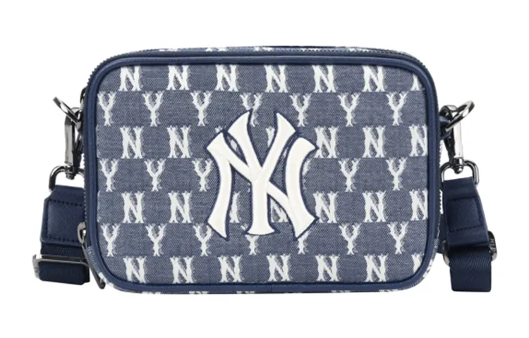 MLB Monogram Polyurethane Polyester Camera Bag, Shoulder Bag, Crossbody Bag Small Unisex Marine Blue