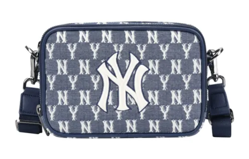 MLB Monogram Collection Polyurethane Polyester Camera Bag, Shoulder Bag, Crossbody Bag Small Unisex Marine Blue