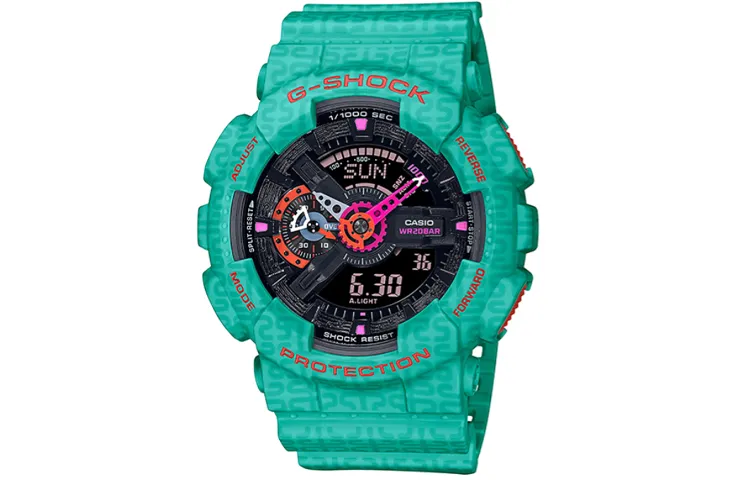 CASIO Men Liquid Crystal/Analog Dual Display Series Black Watch GA-110SGG-3AJR