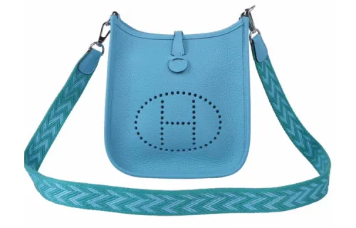HERMES Evelyne Clemence Bullock Leather Crossbody Bag, Shoulder Bag 16 Women's Northern Blue