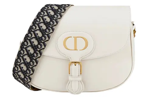 DIOR Bobby Polished Calfskin Shoulder Bag, Crossbody Bag Large Women's Milk White