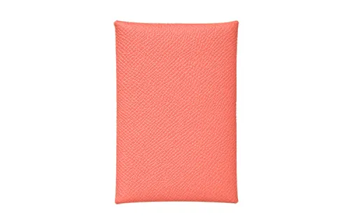 HERMES Calvi Epsom Calfskin Card Holder Women's 8W Rose Azalea Pink