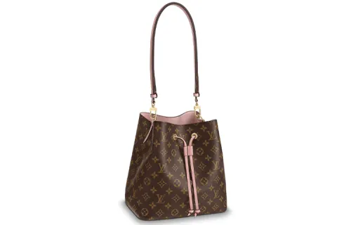 LOUIS VUITTON NOE Monogram Coated Canvas With Leather Bucket Bag, One Shoulder Handbag Women's Brown