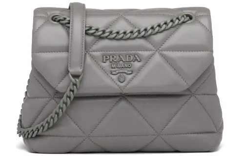 PRADA Nappa Leather Crossbody Bag, Shoulder Bag Women's Marble Gray