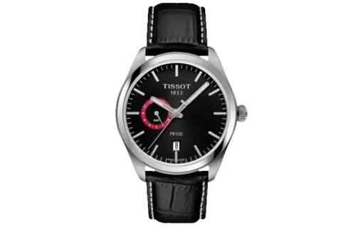 TISSOT PR100 Collection Quartz Movement Men's Watches Watch 39mm Black Dial Stainless Steel Case Leather Strap
