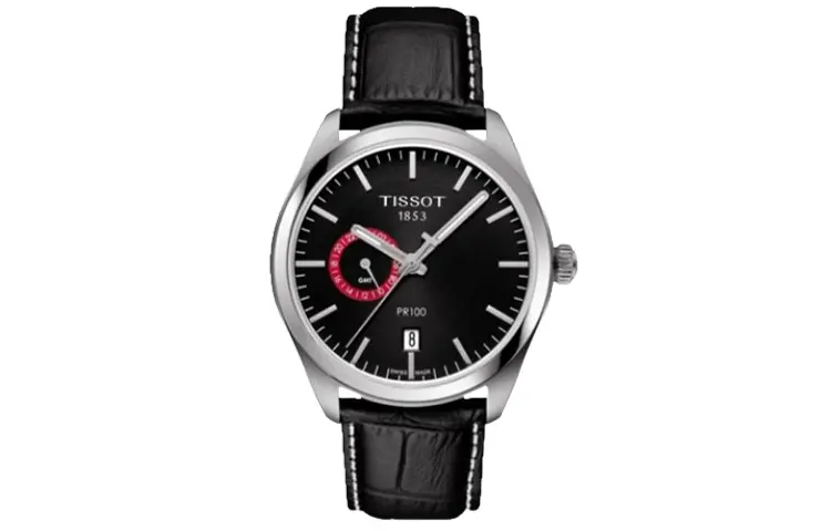 TISSOT PR100 Collection Quartz Movement Men's Watches Watch 39mm Black Dial Stainless Steel Case Leather Strap