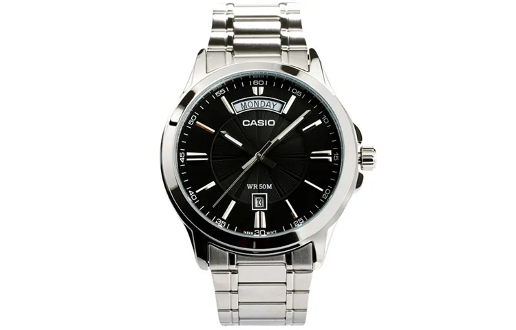 CASIO STANDARD Quartz Movement Stainless Steel Strap Watch Men's Watches Black Dial