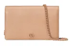 GUCCI GG Marmont Leather Wallet Crossbody Bag Women's Rose Beige/Milk Tea