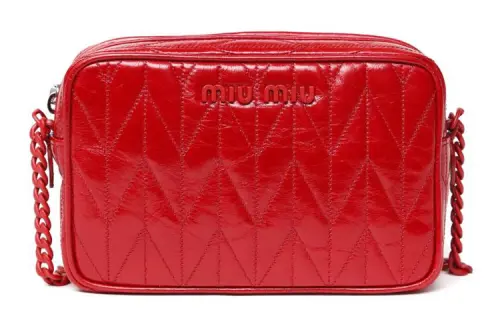 MIU MIU Leather Shoulder Bag Women's Red