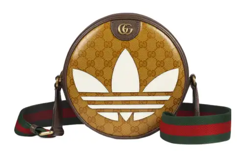 GUCCI X Adidas Originals Collaboration Ophidia Canvas With Leather Round Bag, Shoulder Bag, Crossbody Bag Small Women's